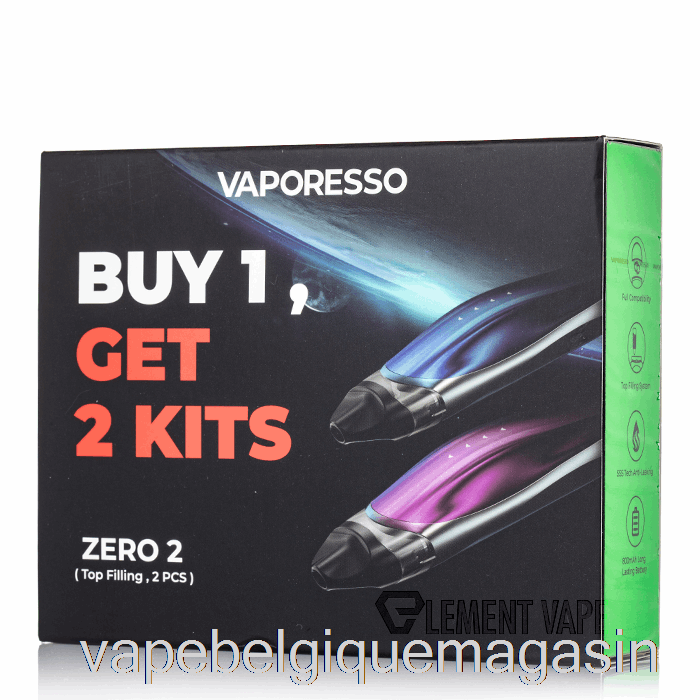 Vape Jetable Vaporesso Zero 2 Pod System 2-pack Promotion Noir Bleu + Noir Violet